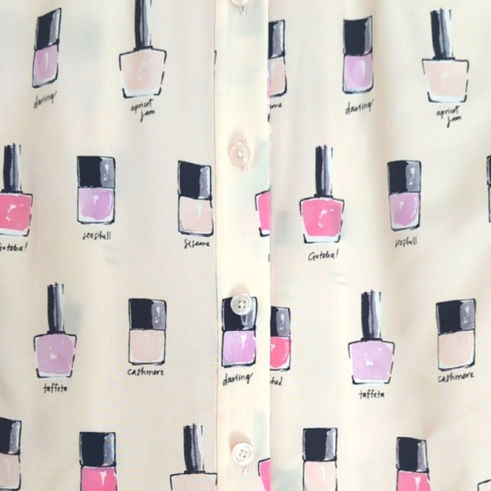 NWT Kate Spade Pink and Purple Nail Polish Print Shirt - Picture 4 of 9